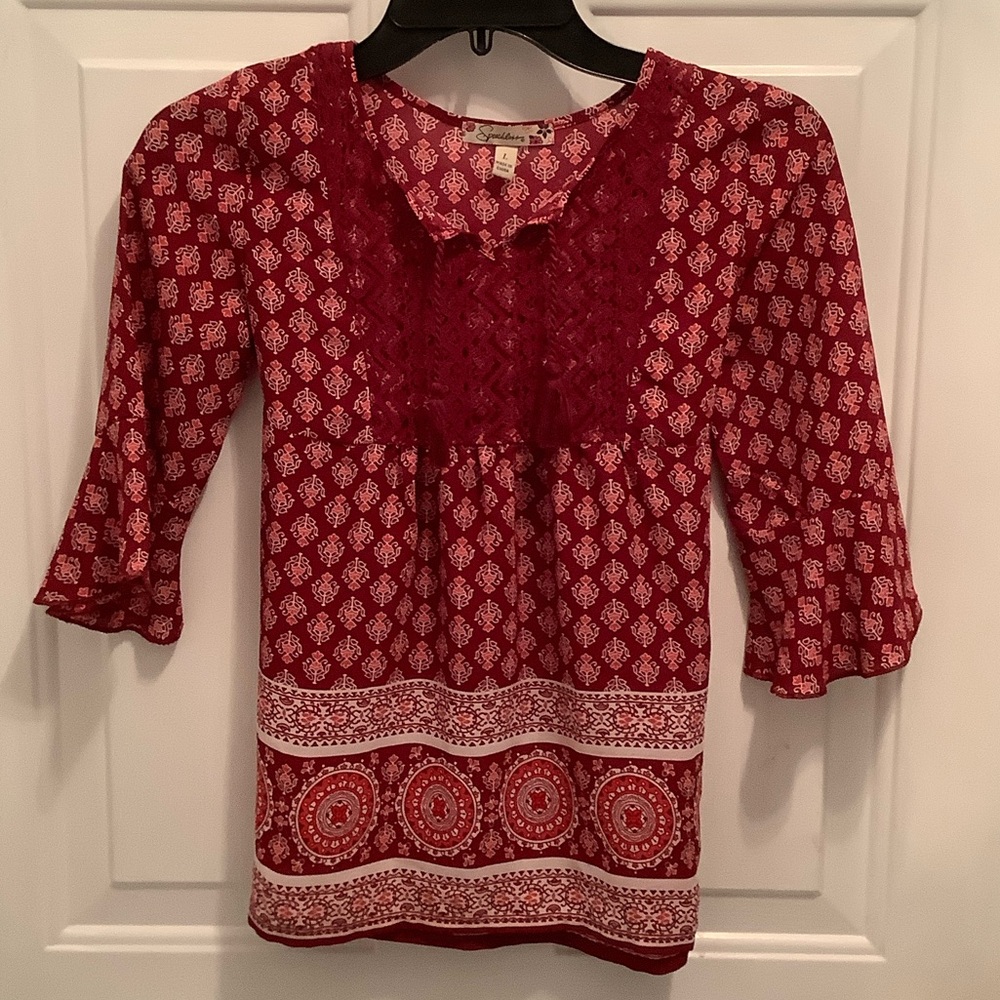 Speechless Burgundy and Pink Floral Top